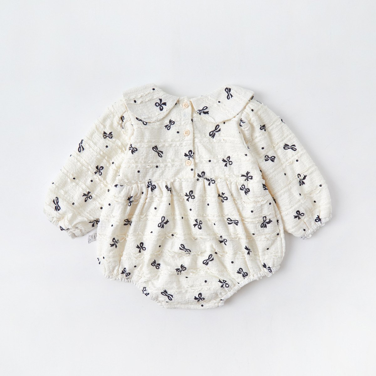 Wholesale 2024 Autumn Baby Clothing Korea Fashion Bow Print Long Sleeve Cotton Baby Rompers