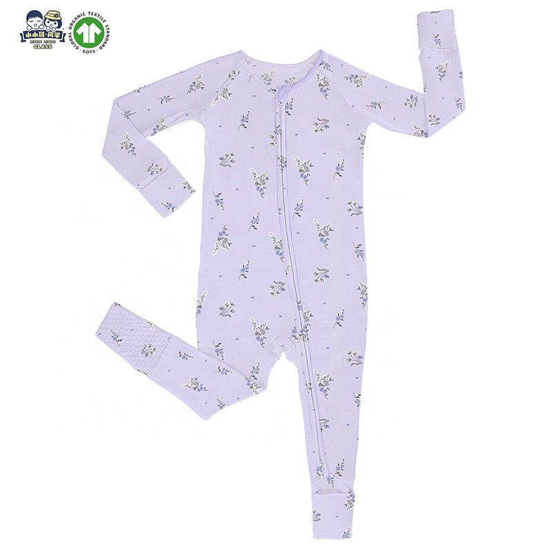 Hot Sale New Arrival Knitted Bamboo Fabric Breathable Beautiful Patterns Spring Season Zipper Rompers for Babies Baby rompers