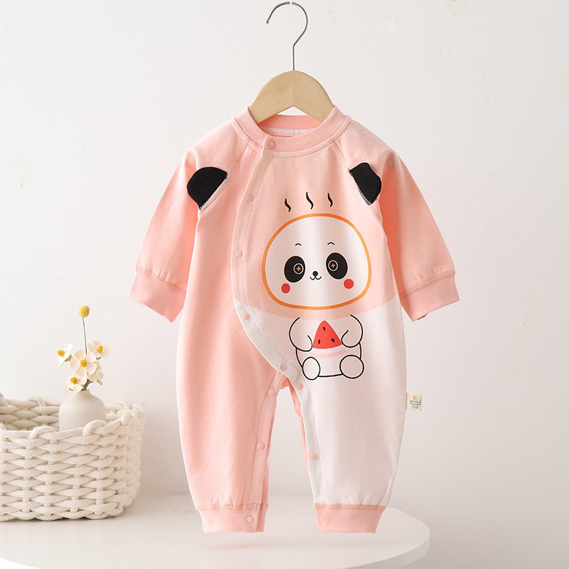 Baby Romper Long-sleeved Jumpsuit 0-2 Years Old Featuring Cartoon Autumn A-type Four Seasons Boneless All Seasons for Boys Girls