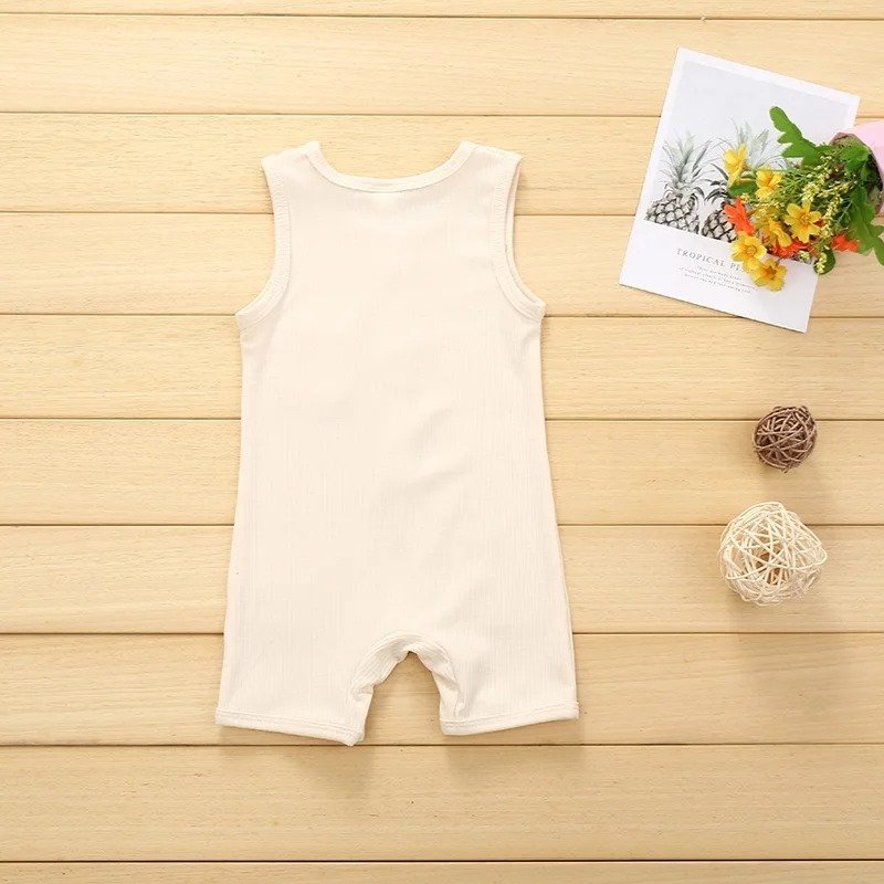 0-2Yrs Newborn Girls Solid Bodysuits Casual Sleeveless Romper With Botton Soft Summer Baby Girls Clothing Outfits