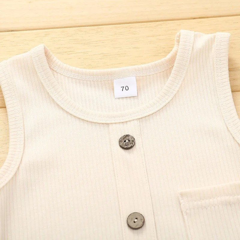 0-2Yrs Newborn Girls Solid Bodysuits Casual Sleeveless Romper With Botton Soft Summer Baby Girls Clothing Outfits