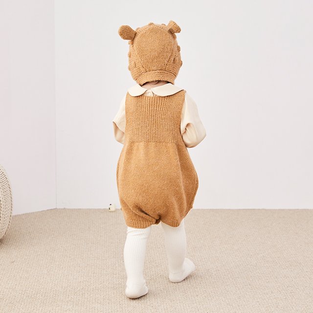 Oem Service Autumn Sleeveless Bebek Giyim Toddler Boys Jumpsuits Baby Knit Overalls Baby Romper
