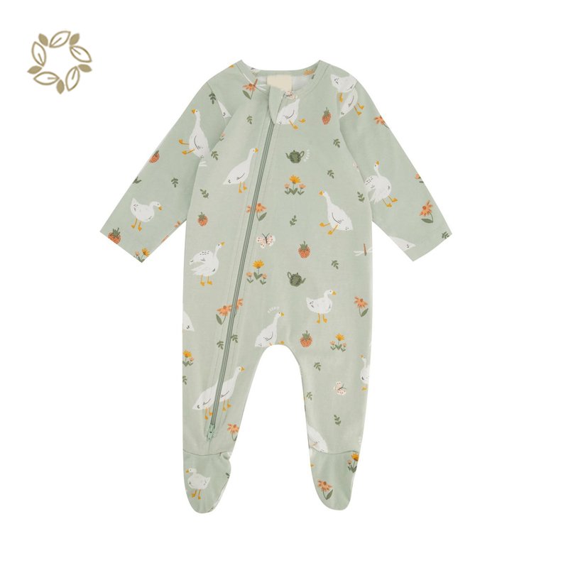 Infant clothes eco-friendly baby rompers custom print baby romper organic cotton baby sleepsuit two way zip sleepsuit onesie