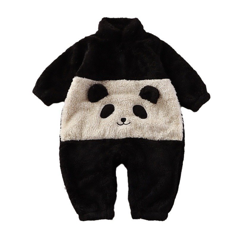 0-12 Months Baby Winter Onesie Baby Warm Home Clothes Children Cute Cartoon Pajamas New Plush Panda Clothing