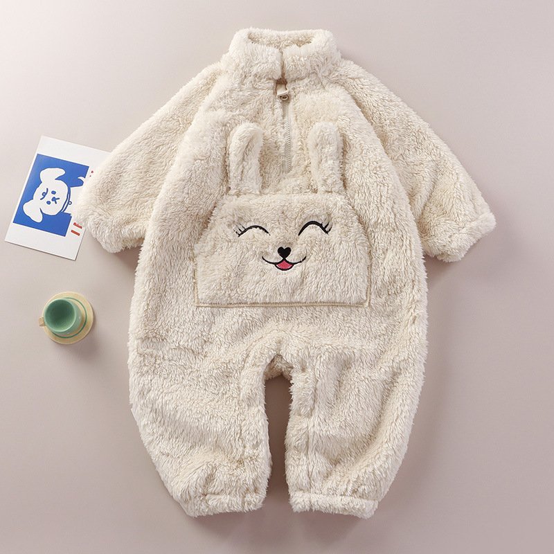 0-12 Months Baby Winter Onesie Baby Warm Home Clothes Children Cute Cartoon Pajamas New Plush Panda Clothing