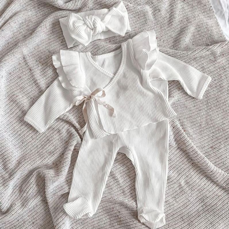 Wholesale personalized newborn cotton bamboo pajama set baby rompers