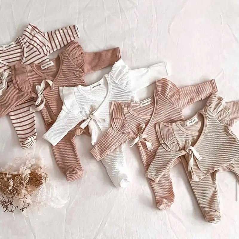 Wholesale personalized newborn cotton bamboo pajama set baby rompers