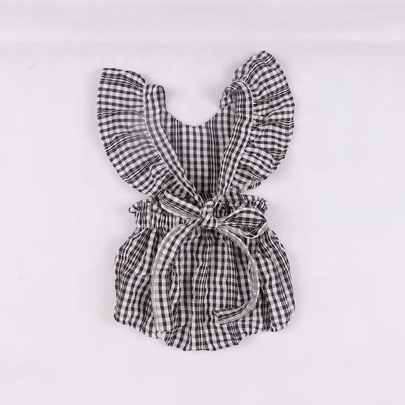 Country Baby Clothes Cash Baby Bodysuits Backless Flutter Sleeves Tutu Romper Baby Plaid Cute Ruffle Romper