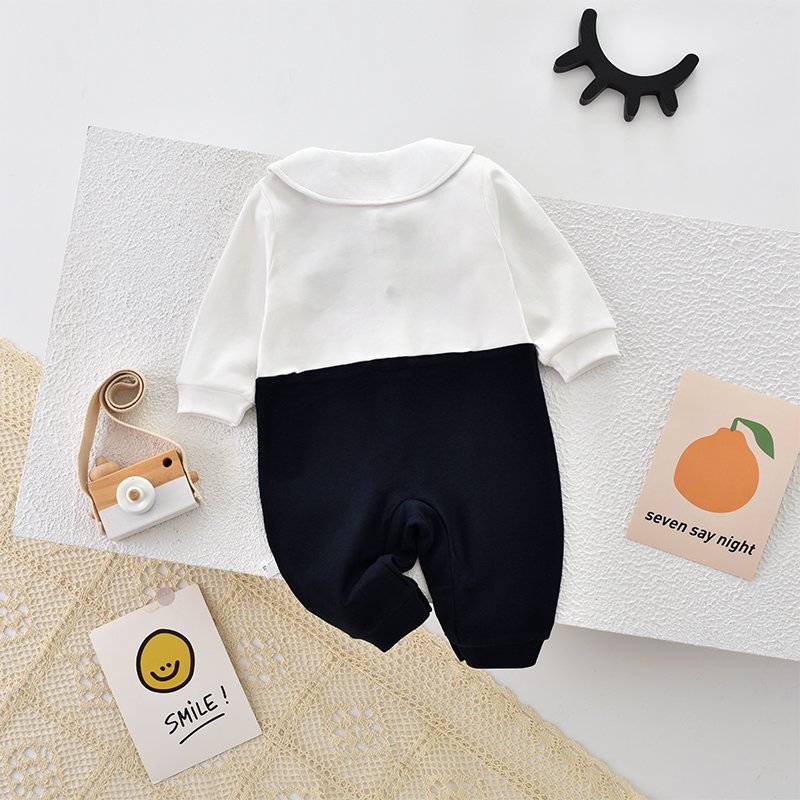 Unisex Custom Baby Romper with Long Sleeves Button Pajamas and Onesie Sets Cute Animal Pattern for Autumn Season