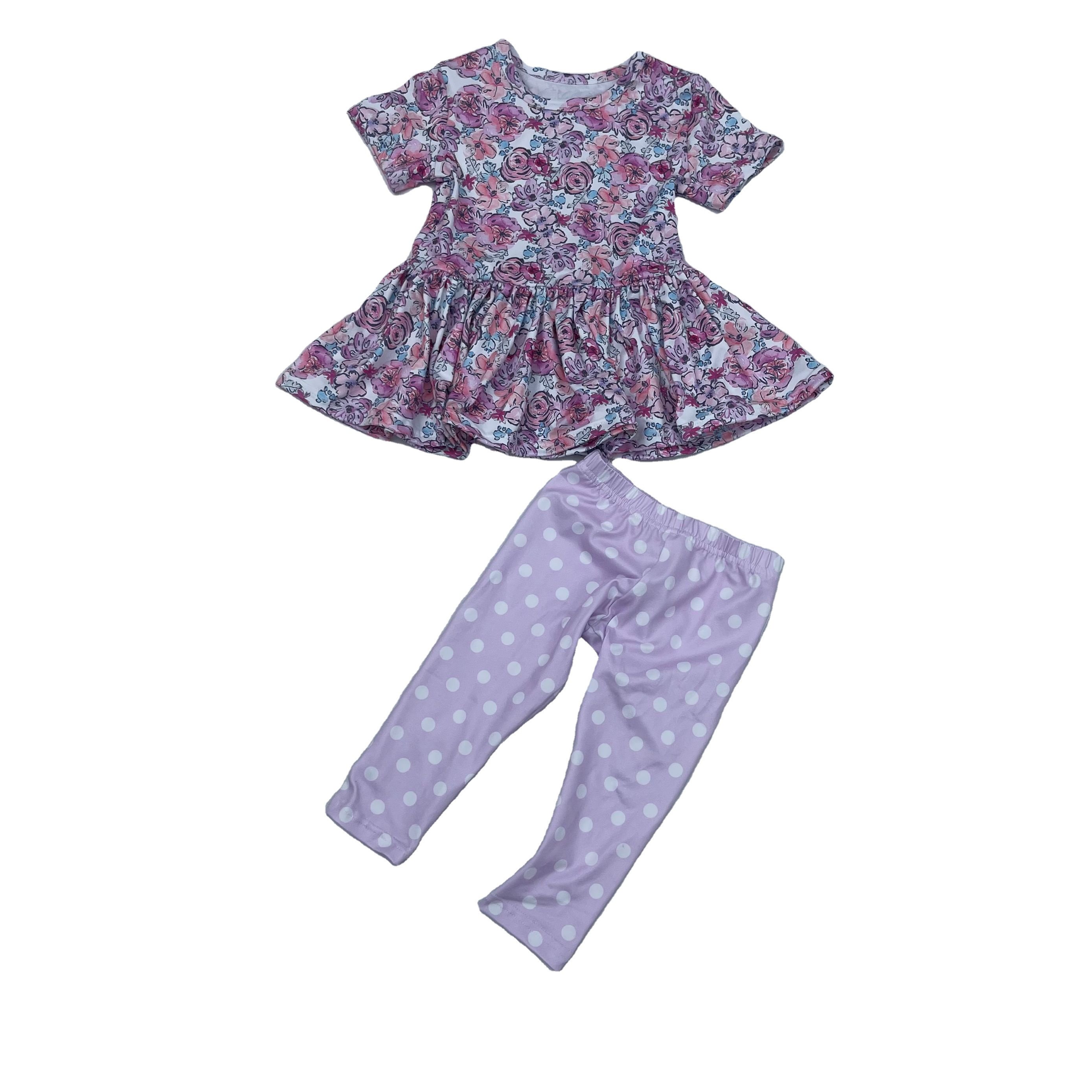 Qingli Oem Fashionable Baby Girl Plaid Printed Sleeveless Shirt With Leggings 2 Piece Baby Girl Party Outfit