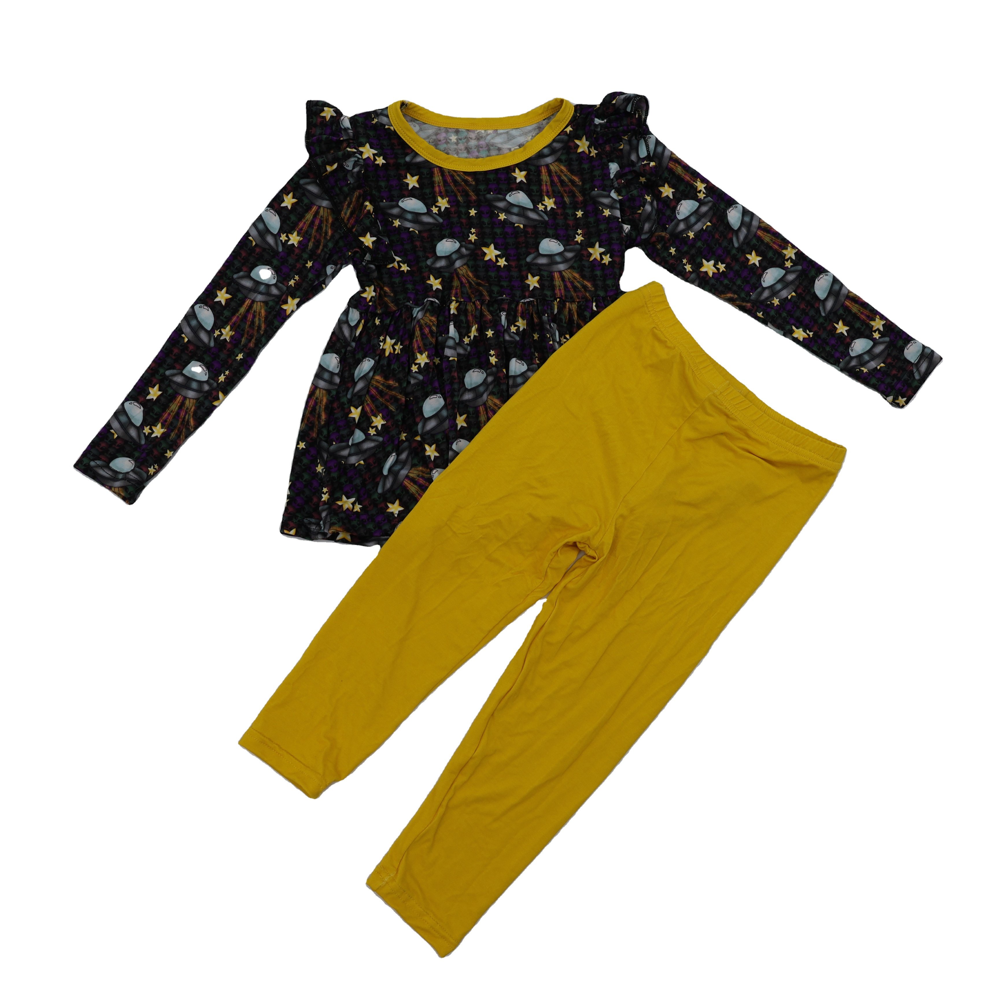 Qingli Oem Fashionable Baby Girl Plaid Printed Sleeveless Shirt With Leggings 2 Piece Baby Girl Party Outfit