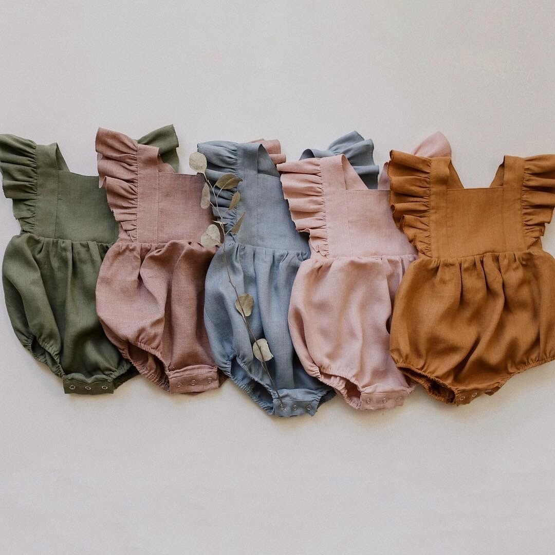 New Style Infant Baby Girl Solid Jumpsuit Overalls Cotton Romper Jumpsuit Clothes Outfits Summer Girls Clothes 0-24M