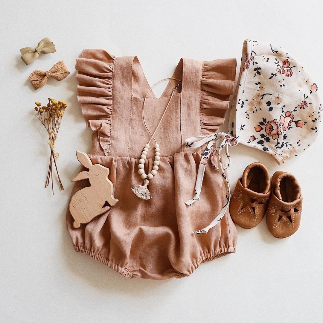 New Style Infant Baby Girl Solid Jumpsuit Overalls Cotton Romper Jumpsuit Clothes Outfits Summer Girls Clothes 0-24M