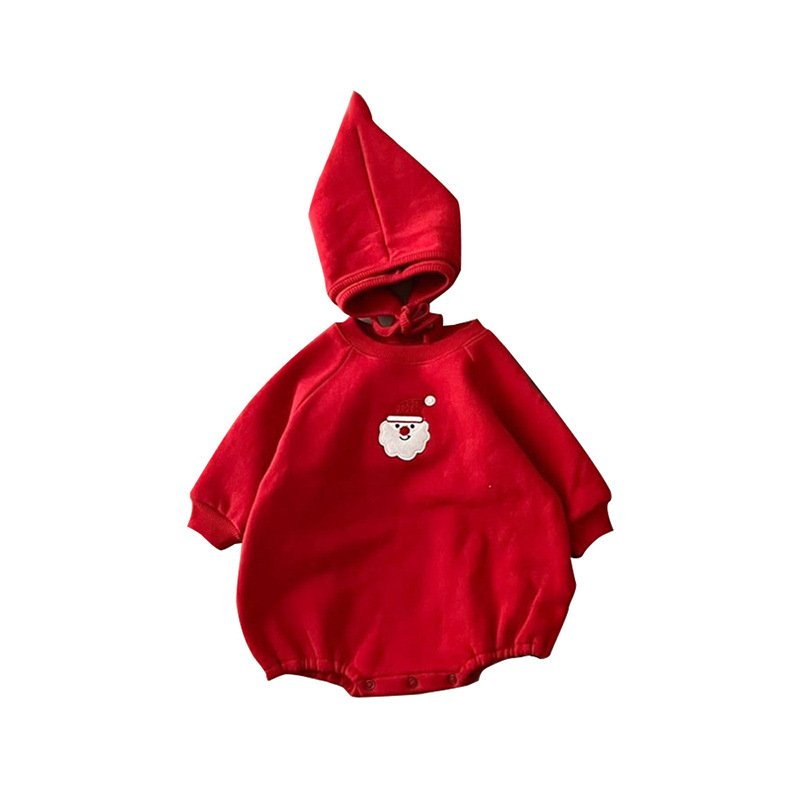 Autumn And Winter Baby Long Sleeve Romper Cartoon Christmas Baby Cotton Romper Plus Fleece Warm Baby Rompers