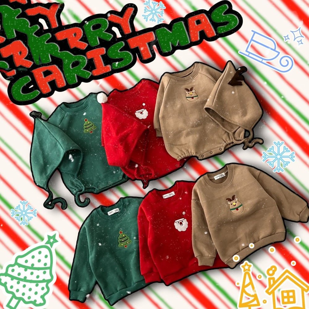 Autumn And Winter Baby Long Sleeve Romper Cartoon Christmas Baby Cotton Romper Plus Fleece Warm Baby Rompers