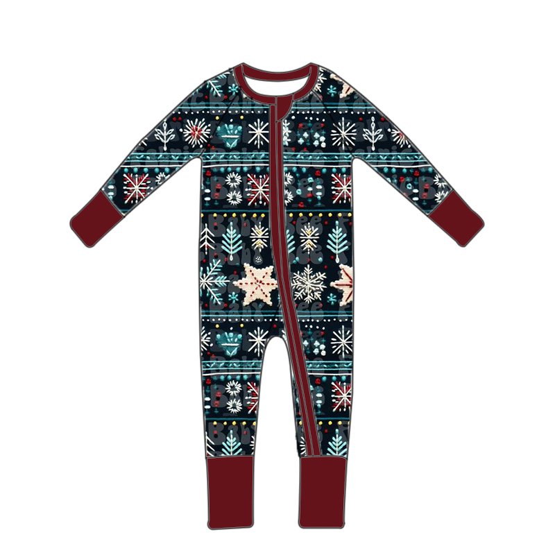 High quality comfortable children's clothing Halloween cartoon printed bamboo fiber pajamas, baby long sleeved YKK zipper romper