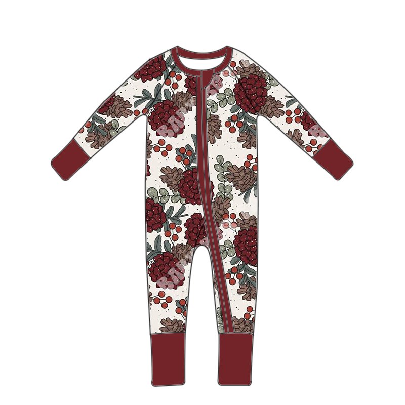 High quality comfortable children's clothing Halloween cartoon printed bamboo fiber pajamas, baby long sleeved YKK zipper romper