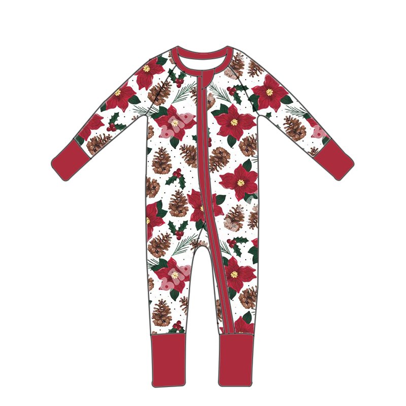 High quality comfortable children's clothing Halloween cartoon printed bamboo fiber pajamas, baby long sleeved YKK zipper romper