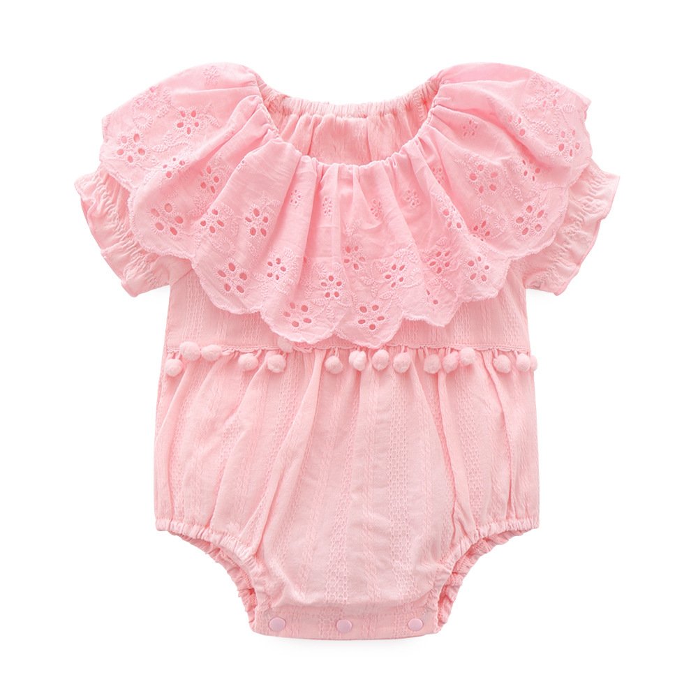Hot Sale Baby Romper White Pink Cotton Cartoon Cute Beautiful Dress Newborn Baby Girl Bodysuit Clothes