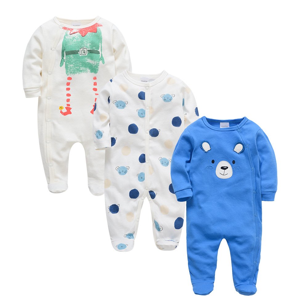 Multi pattern kids 100% Cotton 3pcs/set infant footed romper pajamas baby clothes rompers baby rompers newborn