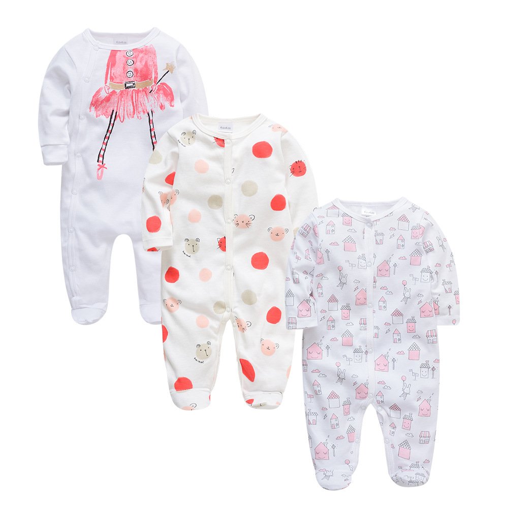 Multi pattern kids 100% Cotton 3pcs/set infant footed romper pajamas baby clothes rompers baby rompers newborn