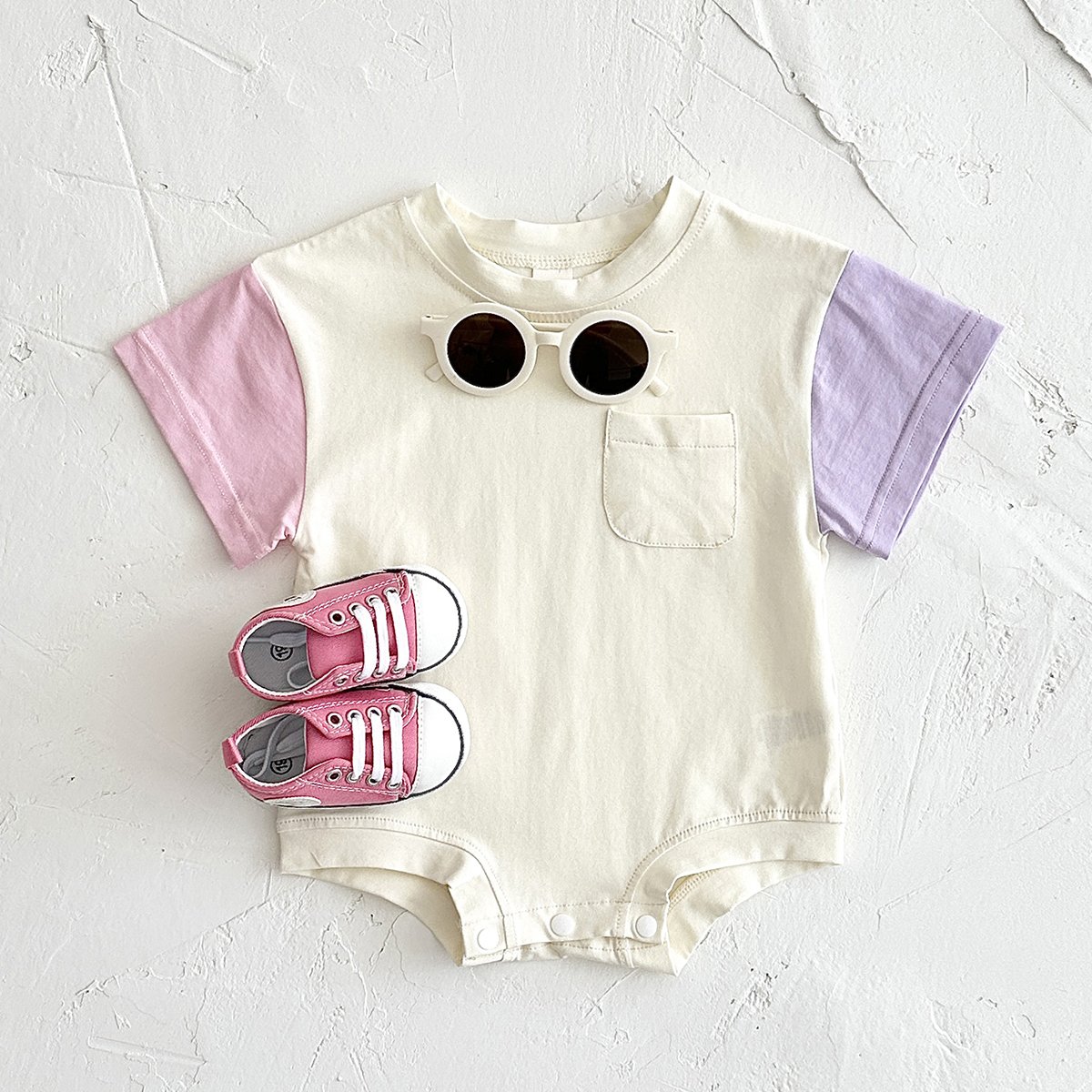 Infant Romper Clothing Baby Boy Girl Patchwork Short Sleeve Round Neck Casual Short Sleeve Jumpsuit Wholesale