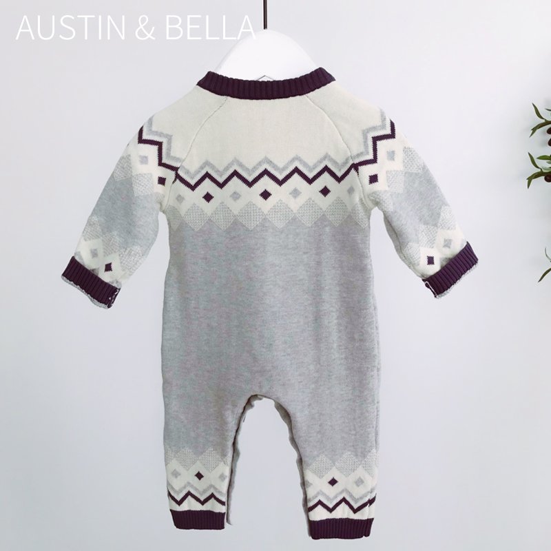 Austinbella boutique custom design graphic baby boys' romper knitted clothes sweater jumpsuits 6602