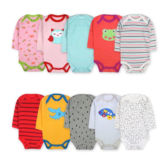Baby cotton romper 5pcs bags spring autumn baby romper sets cotton long sleeves newborn baby clothes factory price cute