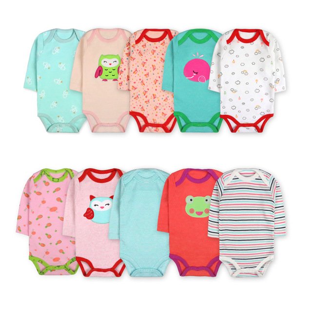 Baby cotton romper 5pcs bags spring autumn baby romper sets cotton long sleeves newborn baby clothes factory price cute