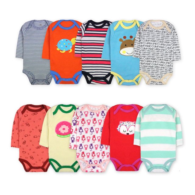 Baby cotton romper 5pcs bags spring autumn baby romper sets cotton long sleeves newborn baby clothes factory price cute