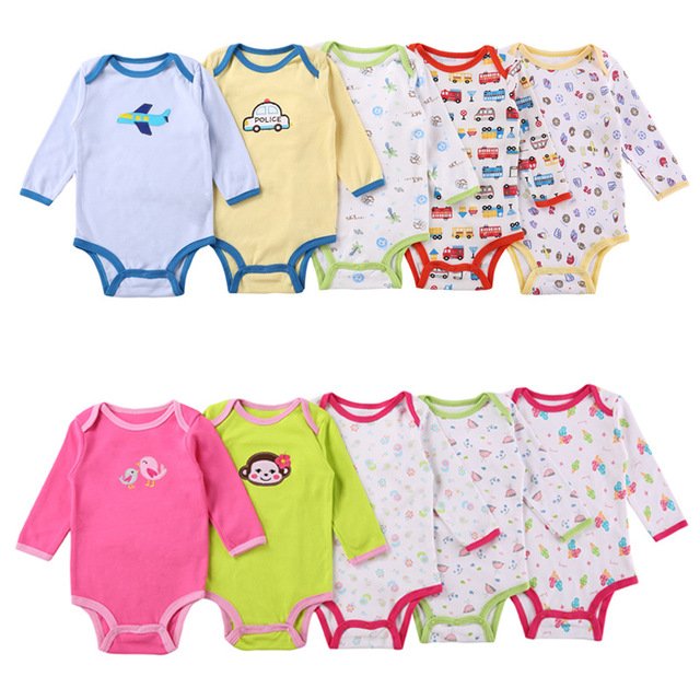 Baby cotton romper 5pcs bags spring autumn baby romper sets cotton long sleeves newborn baby clothes factory price cute