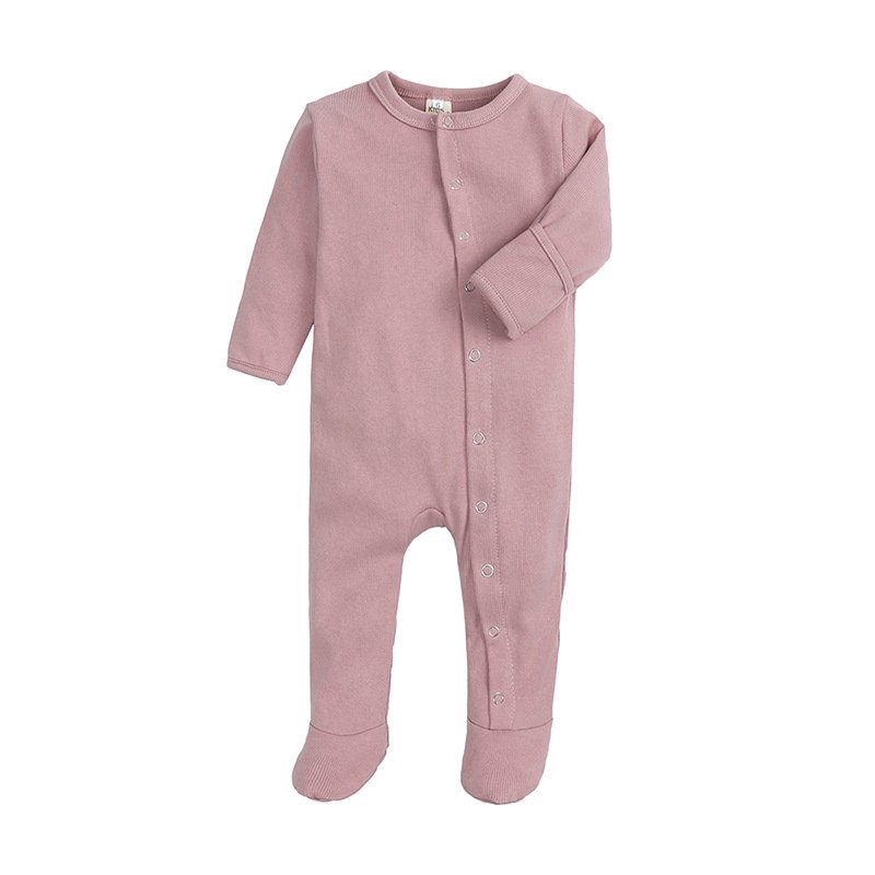 Newborn Ribbed Solid Color Footie Pajamas unisex cotton baby plain sleepsuits jumpsuit Snap Button Long Sleeve Baby Rompers
