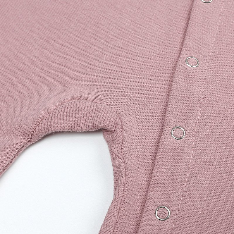 Newborn Ribbed Solid Color Footie Pajamas unisex cotton baby plain sleepsuits jumpsuit Snap Button Long Sleeve Baby Rompers