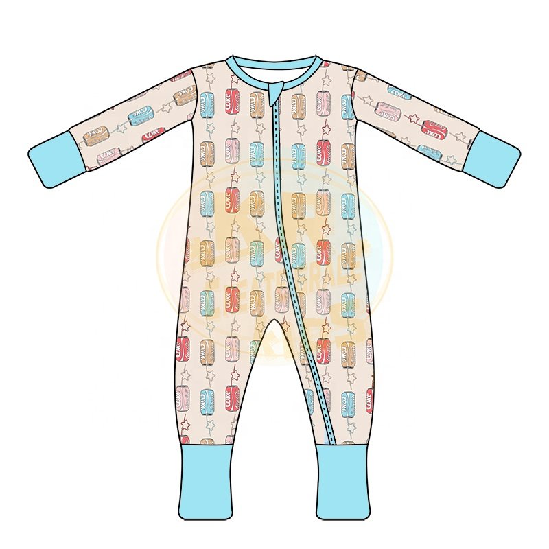 Wholesale 95% Bamboo Pajamas Toddler Custom Print Logo Onesie Clothes Unisex Newborn Zipper Bamboo Romper Sleepwear Baby Rompers