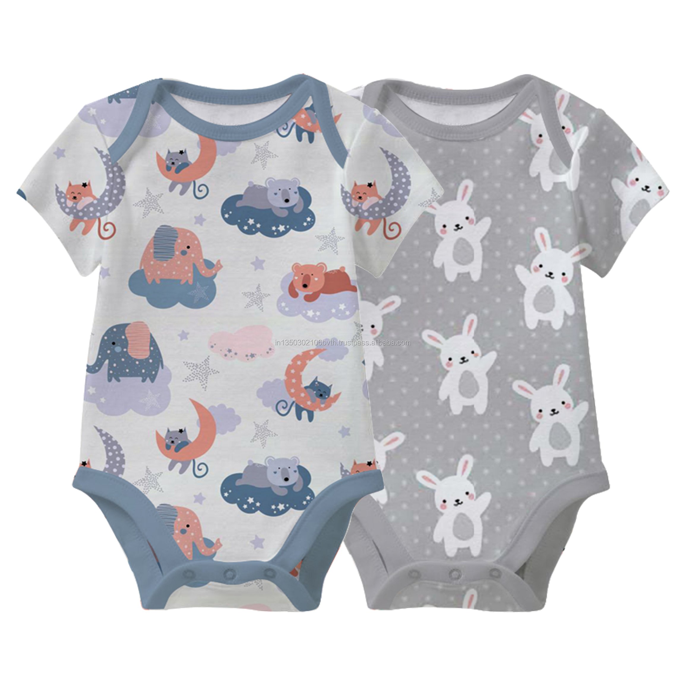 100% Organic Cotton Baby Romper Set Cute Summer Pajamas for Infants Toddlers Short Sleeves Ages 0-6 Months Wholesale Boys Girls