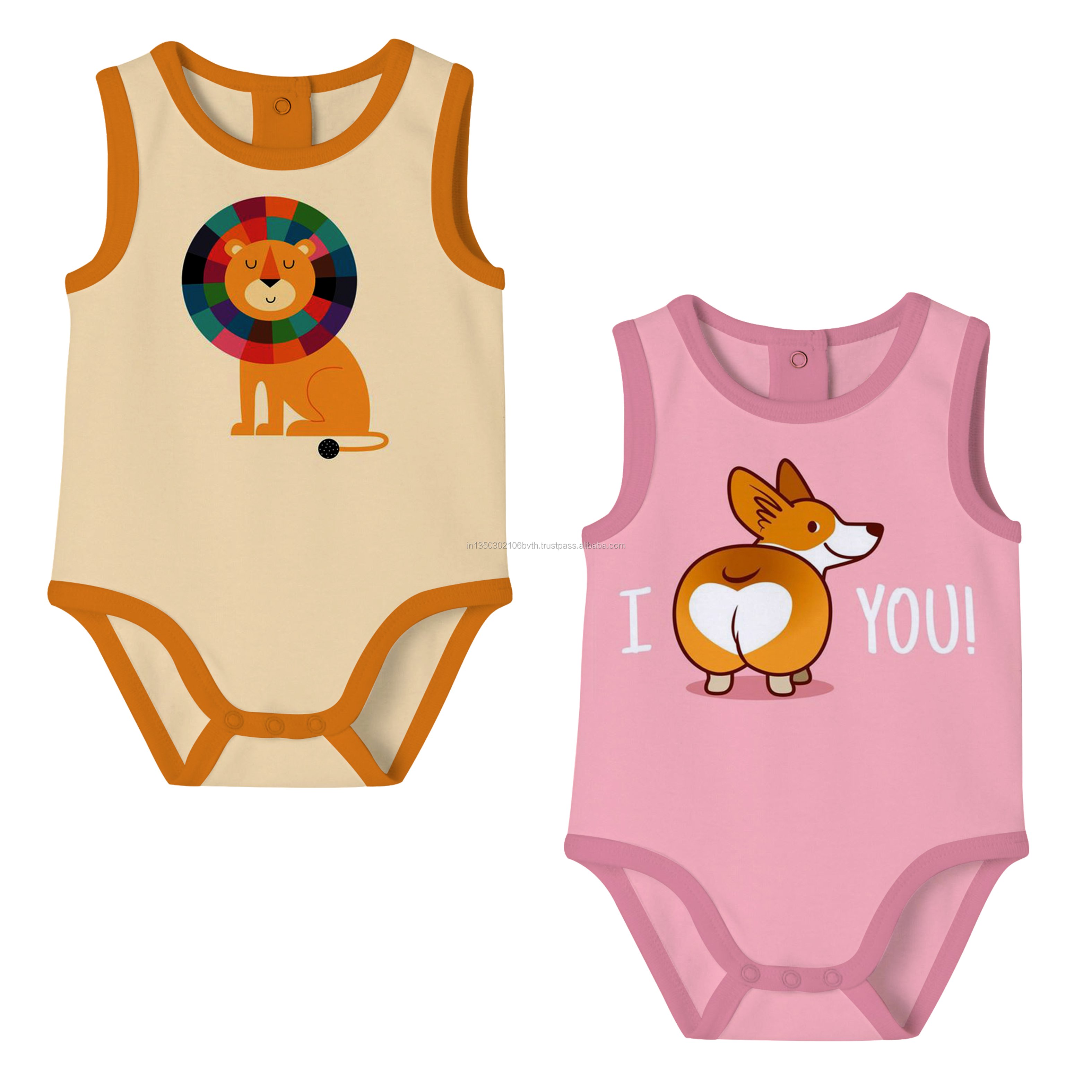 100% Organic Cotton Baby Romper Set Cute Summer Pajamas for Infants Toddlers Short Sleeves Ages 0-6 Months Wholesale Boys Girls