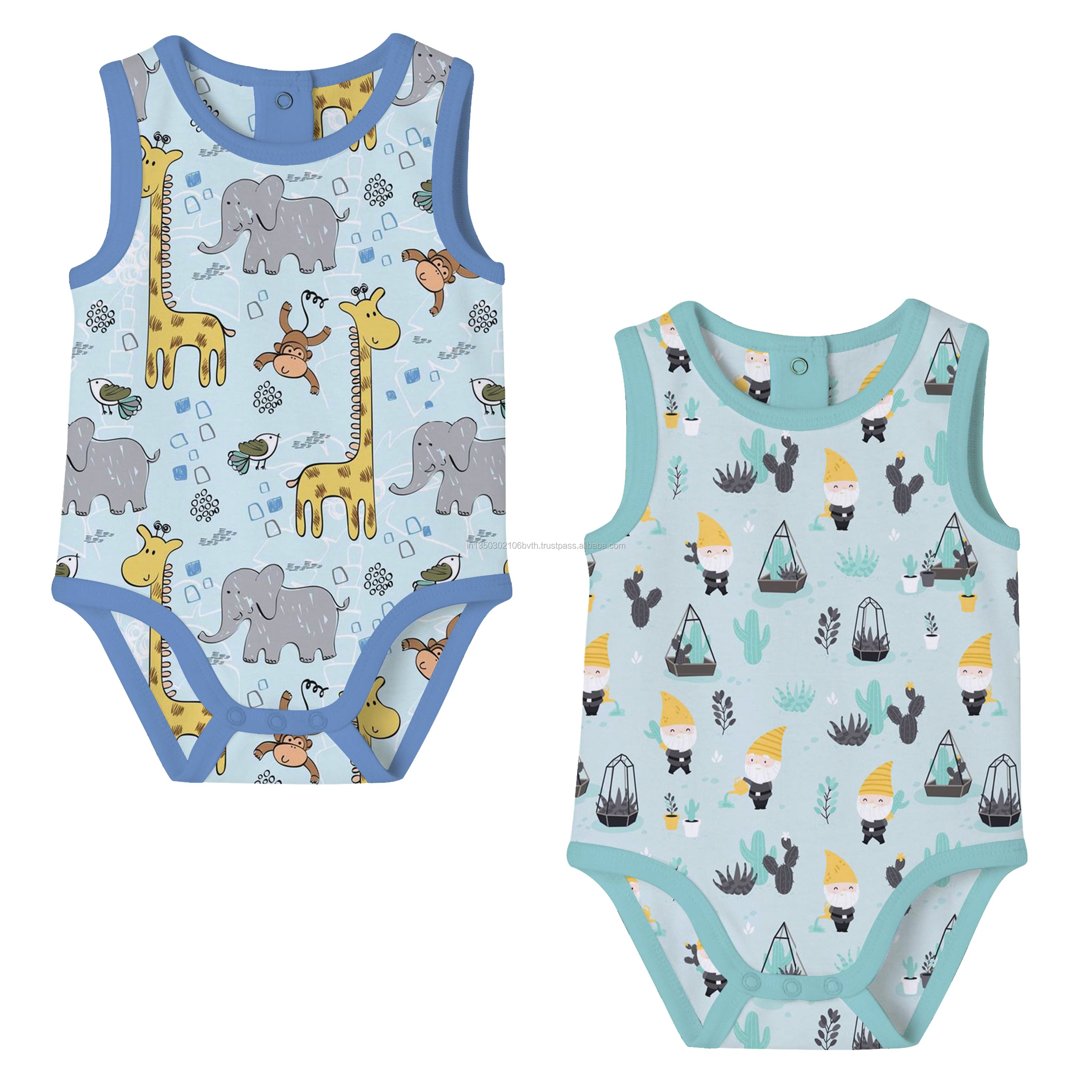 100% Organic Cotton Baby Romper Set Cute Summer Pajamas for Infants Toddlers Short Sleeves Ages 0-6 Months Wholesale Boys Girls