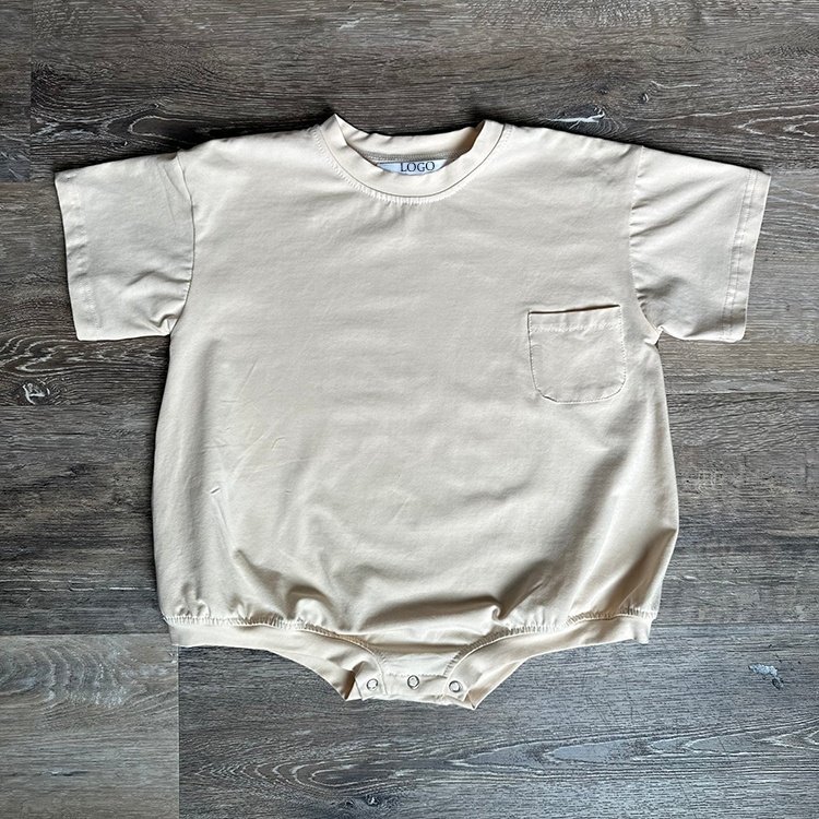 Hot selling custom logo solid color short sleeve rompers for kids comfortable baby romper