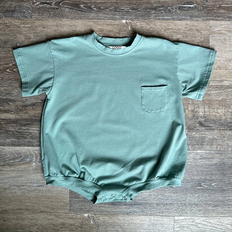 Hot selling custom logo solid color short sleeve rompers for kids comfortable baby romper