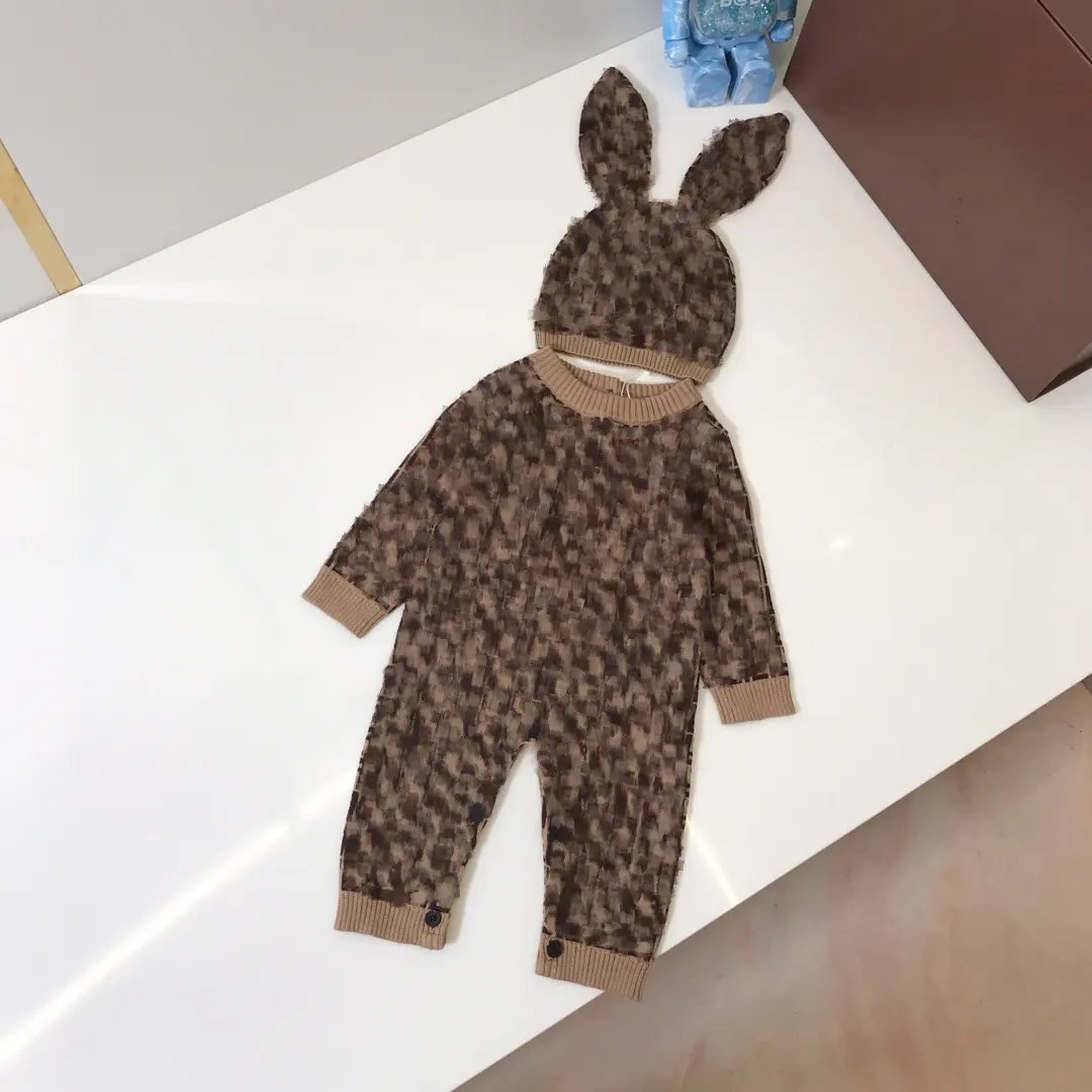 Sample Order Baby Designs Cable Knit Button Baby Rompers Toddler Vintage Cute Baby Clothes Cashmere Romper