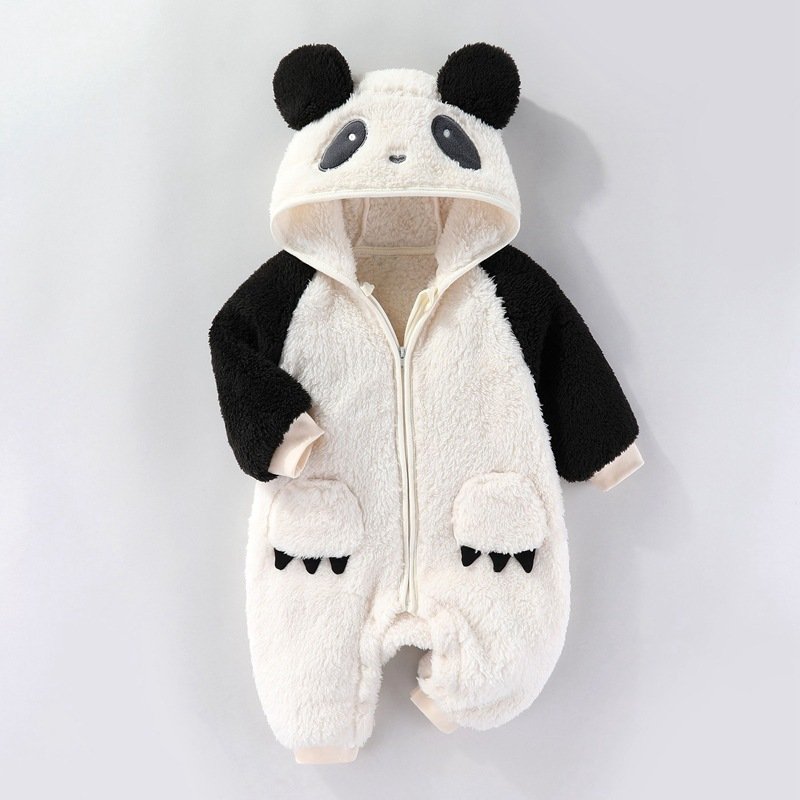 Unisex Coral Fleece Baby Romper 0-12M Winter Clothing for Boys and Girls Pretty Autumn Knitted Cotton with Snap Button Closure