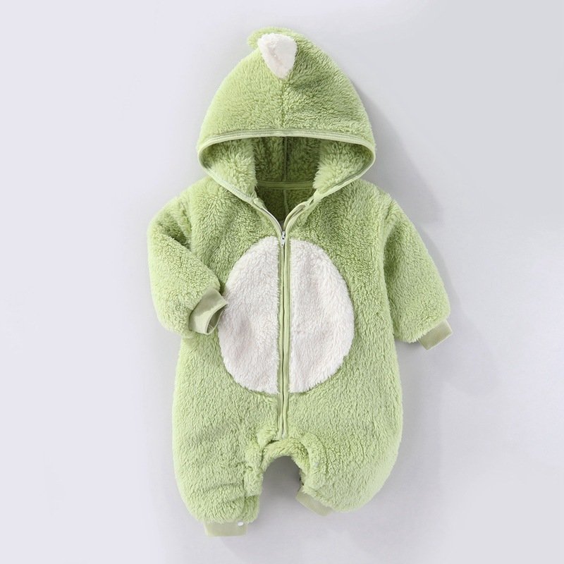 Unisex Coral Fleece Baby Romper 0-12M Winter Clothing for Boys and Girls Pretty Autumn Knitted Cotton with Snap Button Closure