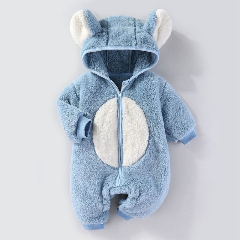 Unisex Coral Fleece Baby Romper 0-12M Winter Clothing for Boys and Girls Pretty Autumn Knitted Cotton with Snap Button Closure