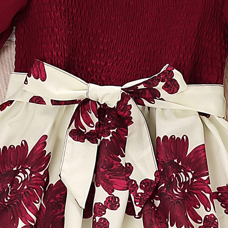 2024 Summer Girls Dress 4-7 Years Casual Short Sleeve Printed Flower Baby Skirts