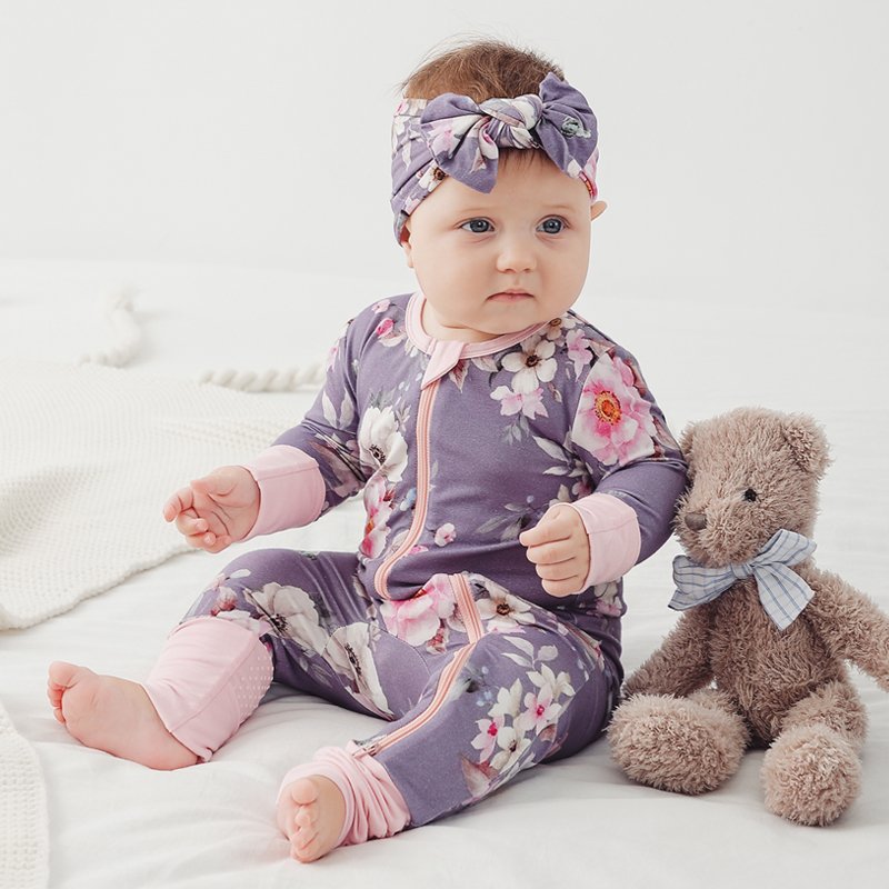 custom boutique bamboo print all over baby romper zipper baby clothing printing suppliers baby clothes suppliers 6993-5
