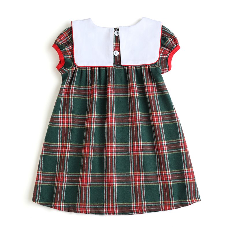 Cuteness Christmas toddler girls clothing sets flannel green plaid matching baby rompers wholesale