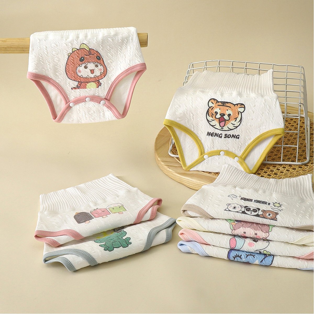 Pocket Cloth Diapers Covers Nappy Washable Baby Cloth Diapers Happy Flute Waterproof Reusable Cotton Full Cartoon Woven Unisex