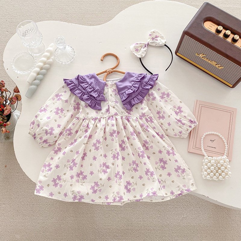 New Arrival 100% Cotton Fabric Adorable Short Sleeve Fancy Flower Print Girl Baby Rompers