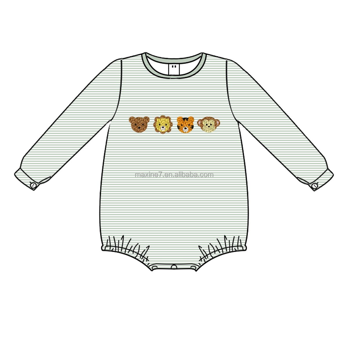New arrival kids clothing one piece infant knit striped boy bubble boutique zoo animal boy winter rompers