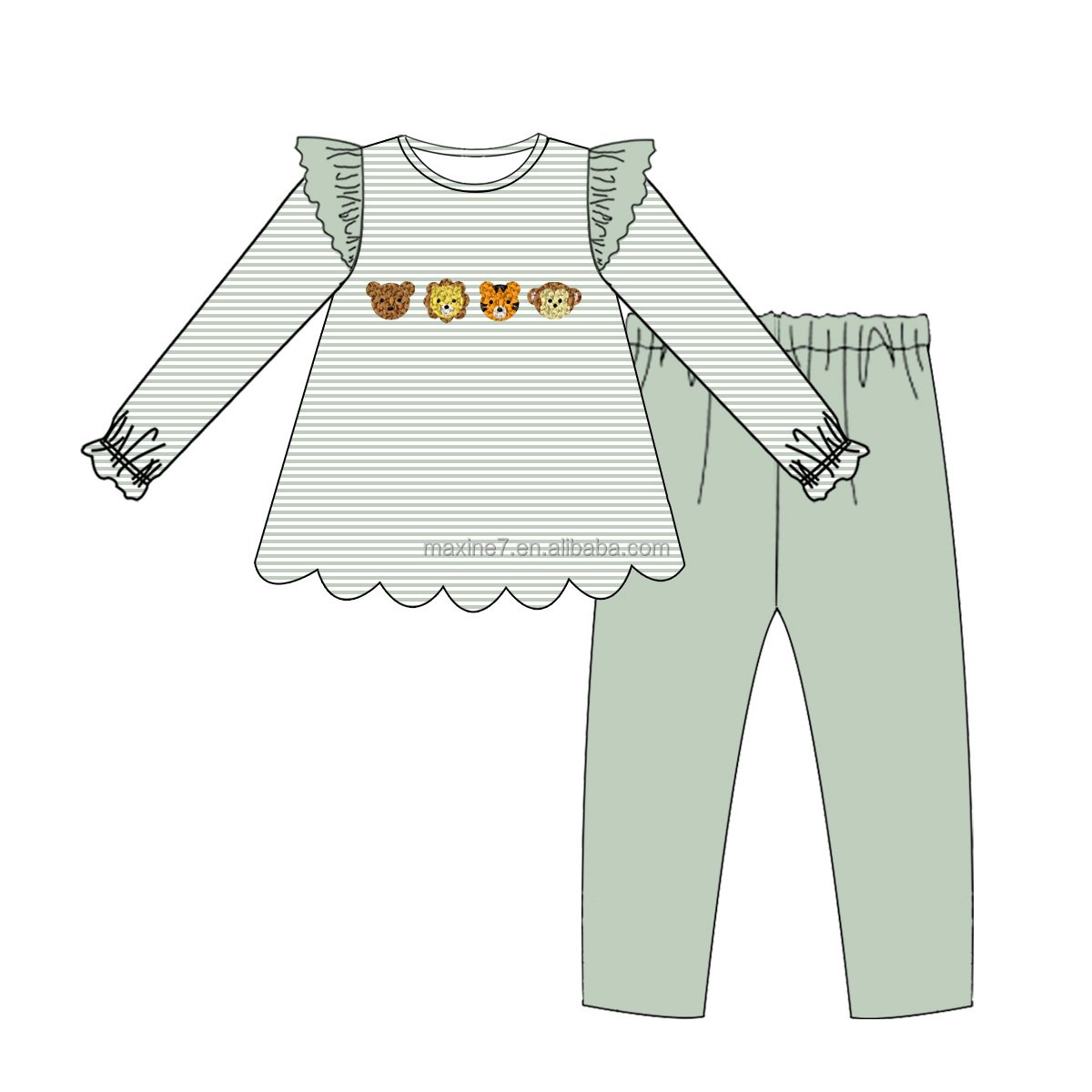 New arrival kids clothing one piece infant knit striped boy bubble boutique zoo animal boy winter rompers